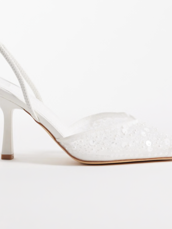 Salado Slingback Embellished Heeled Shoes in White