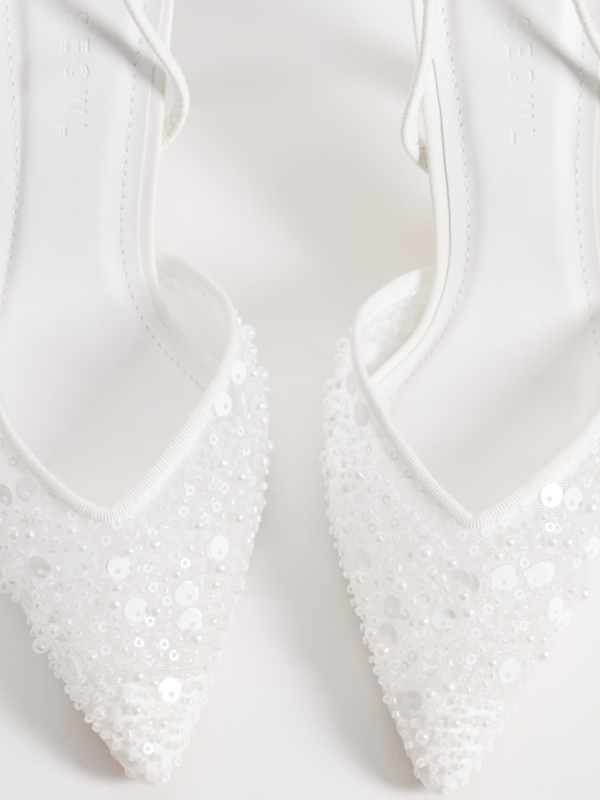 Salado Slingback Embellished Heeled Shoes in White – detail