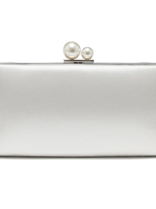 Rainbow Club Beau Ivory Satin Clutch Bag with Pearl Clasp